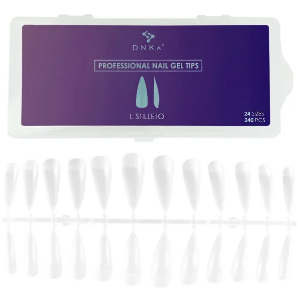PROFESSIONAL NAIL GEL TIPS "DNKa", L-STILLETO 240pcs
