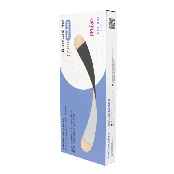 Limas desechables de doble cara con base de madera Staleks papmAm Mix 100/180 gr. 25 ud.